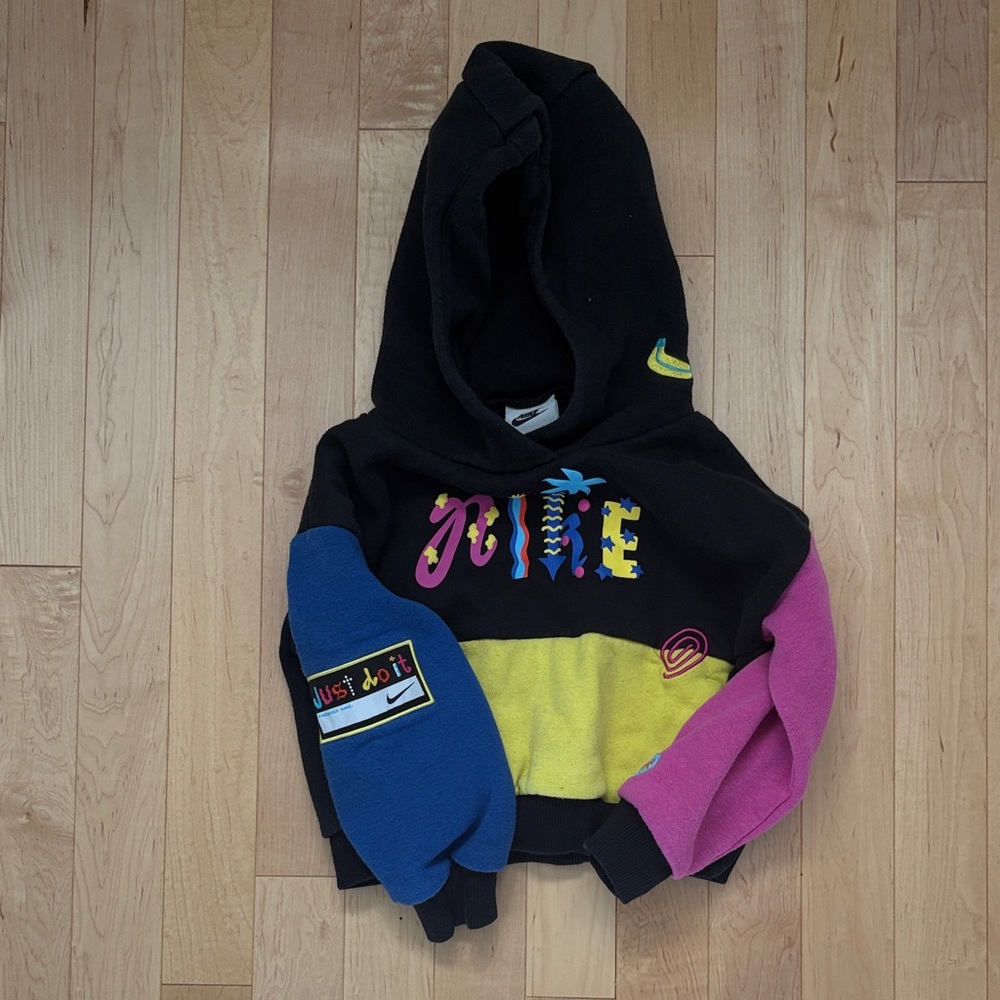 Nike Kids Black, Yellow, Blue, and Pink Hoodie